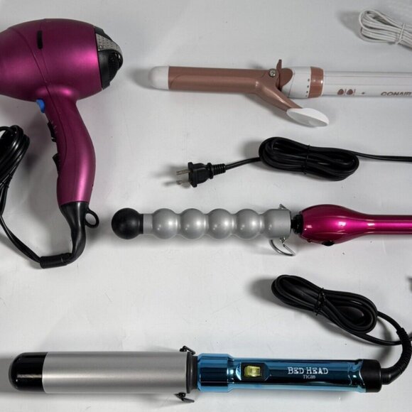 Lot of 4 Conair/Bed Head Curling Irons & Infinity Pro Hair Dryer All Work Great - Picture 1 of 10